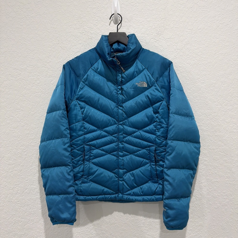 The North Face Women's Size Small Full Zip 550 Down Puffer Jacket Coat Teal